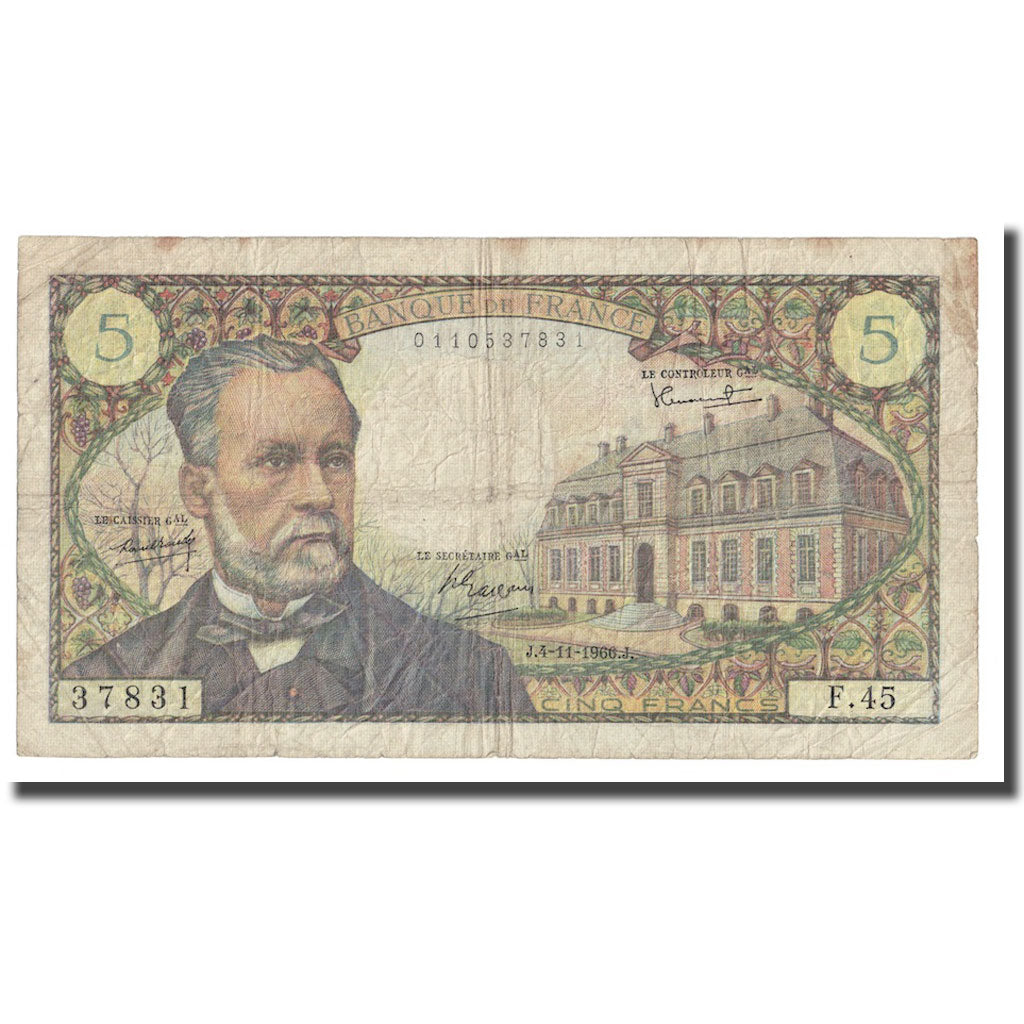 France, 5 Francs, Pasteur, 1966, 1966-11-04, B, Fayette:61.4, KM:146a