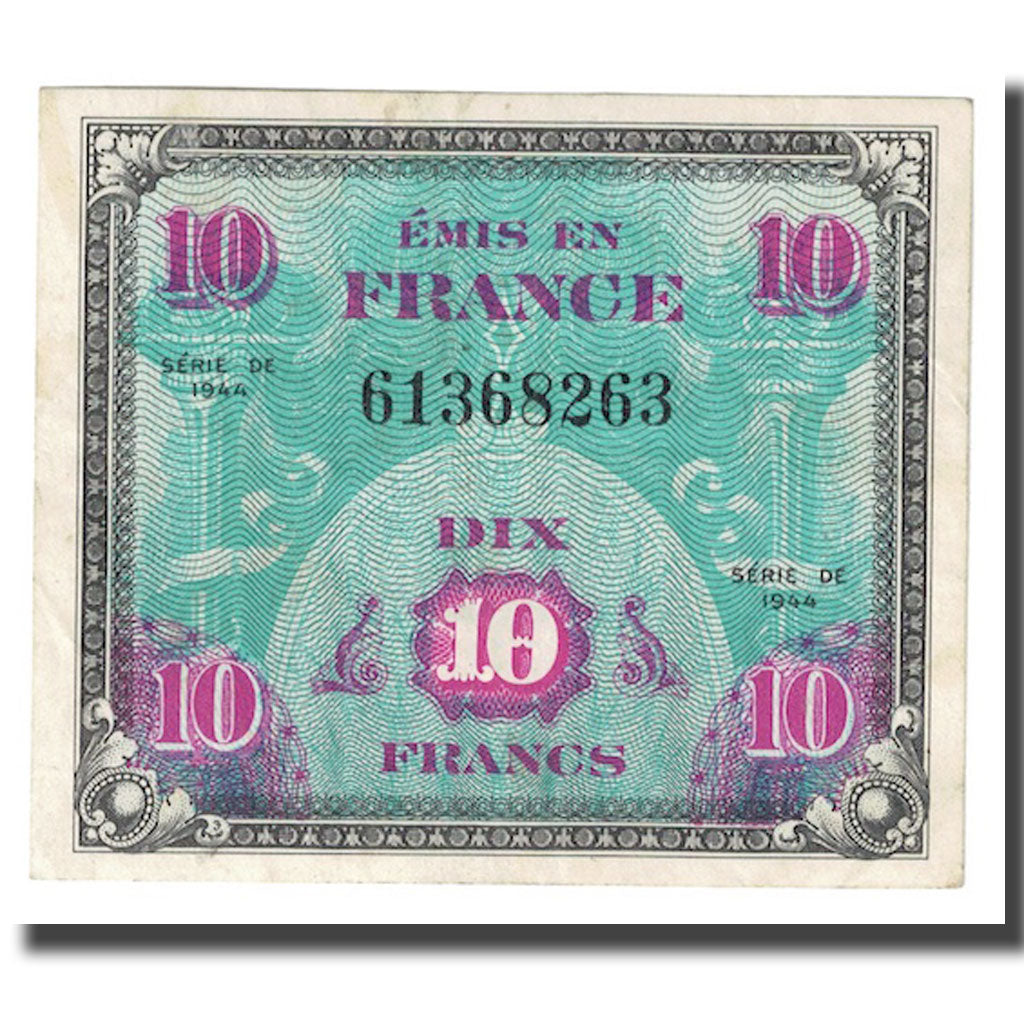 Frankreich, 10 Francs, Flag/France, 1944, SS, Fayette:VF18.1, KM:116a