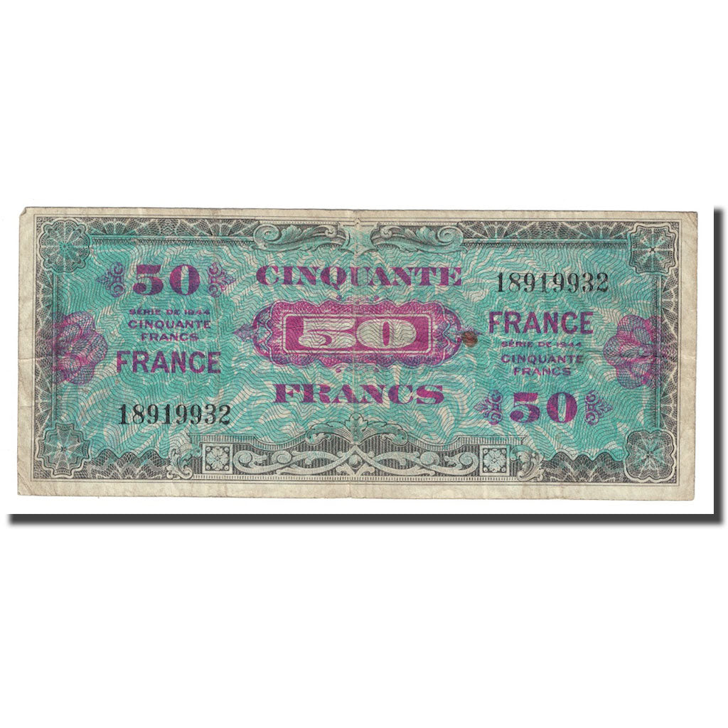 France, 50 Francs, 1945 Verso France, 1945, VF(30-35), Fayette:VF 24.1, KM:122a