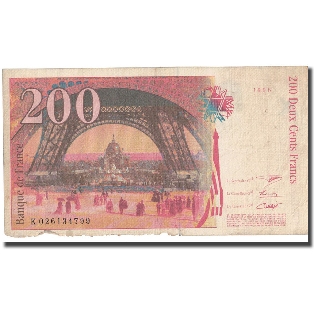 Francia, 200 Francs, Eiffel, 1996, MB, Fayette:75.2, KM:159a