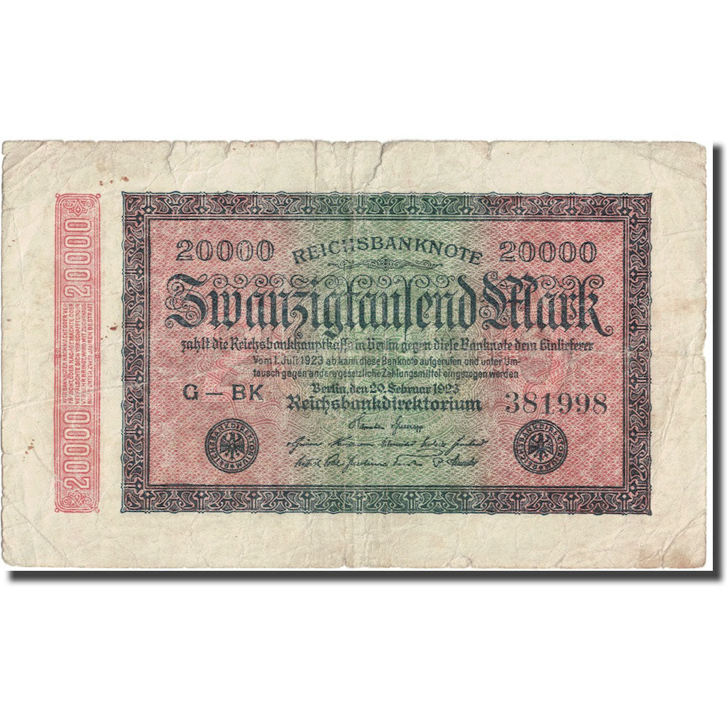 Billet, Allemagne, 20,000 Mark, 1923, 1923-02-20, KM:85c, B
