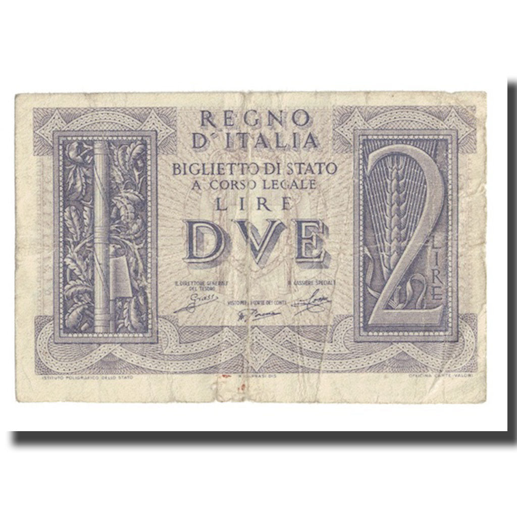 Banknote, Italy, 2 Lire, 1939, 1939-11-14, KM:27, VF(20-25)