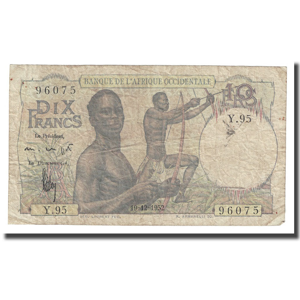 Banknote, French West Africa, 10 Francs, 1953, 1953-11-21, KM:37, EF(40-45)