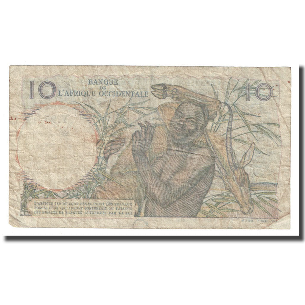 Banknote, French West Africa, 10 Francs, 1953, 1953-11-21, KM:37, EF(40-45)