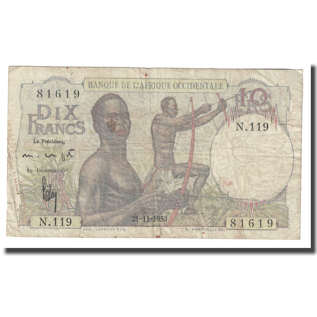 Geldschein, French West Africa, 10 Francs, 1952, 1952-12-19, KM:37, S