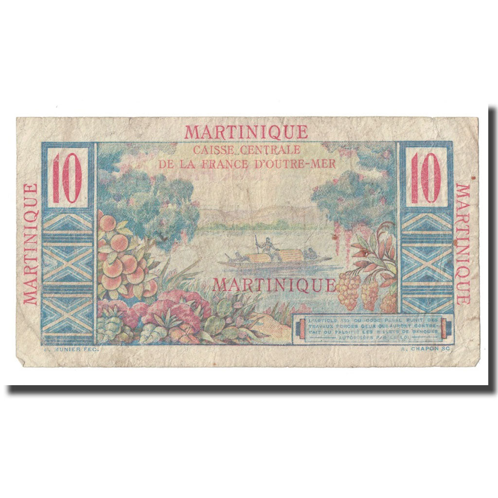 Martinique, 10 Francs, Undated (1947-49), Colbert, VF(30-35), KM:28