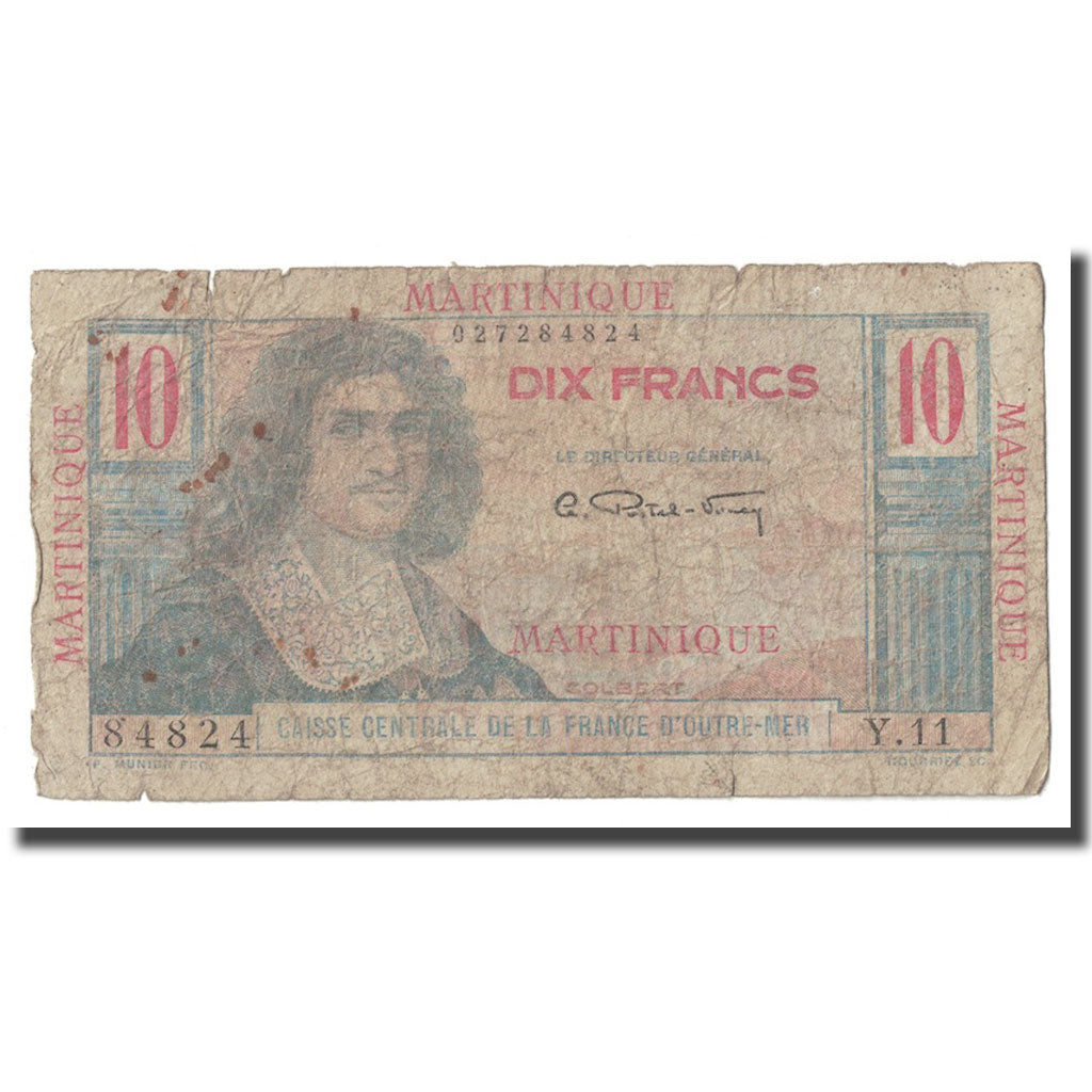 Martinique, 10 Francs, Undated (1947-49), Colbert, VF(30-35), KM:28