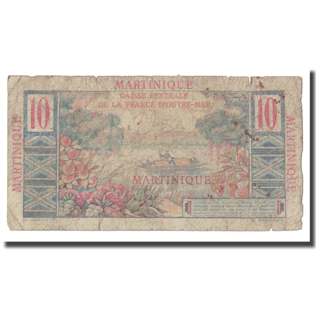 Martinique, 10 Francs, Undated (1947-49), Colbert, VF(30-35), KM:28