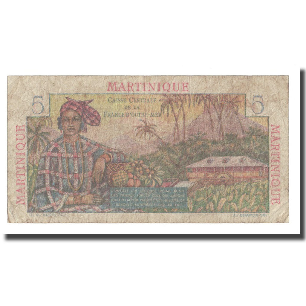 Martinique, 5 Francs, Undated (1947-49), VF(20-25), KM:27A