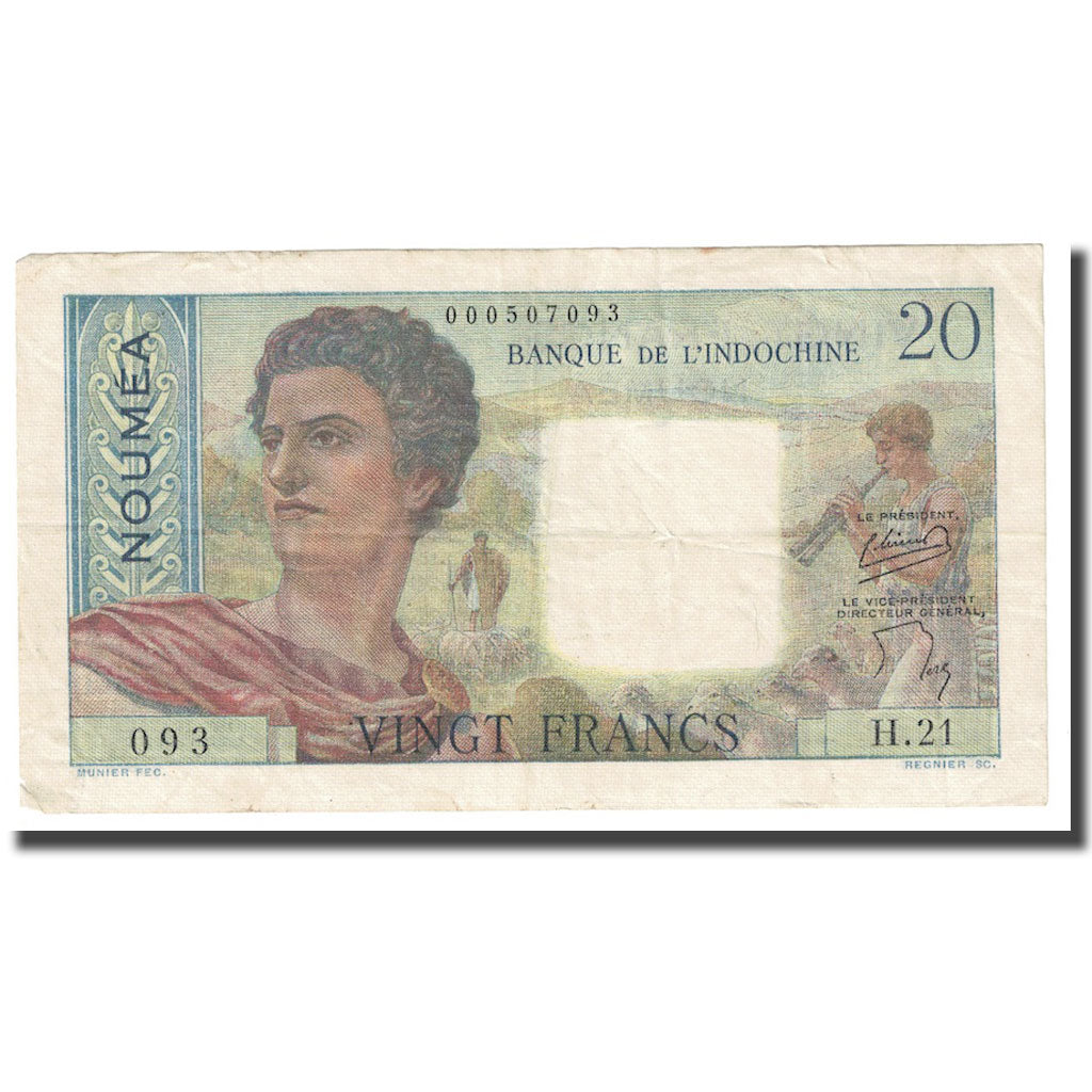Banknote, New Caledonia, 20 Francs, 1951-1963, KM:50a, EF(40-45)
