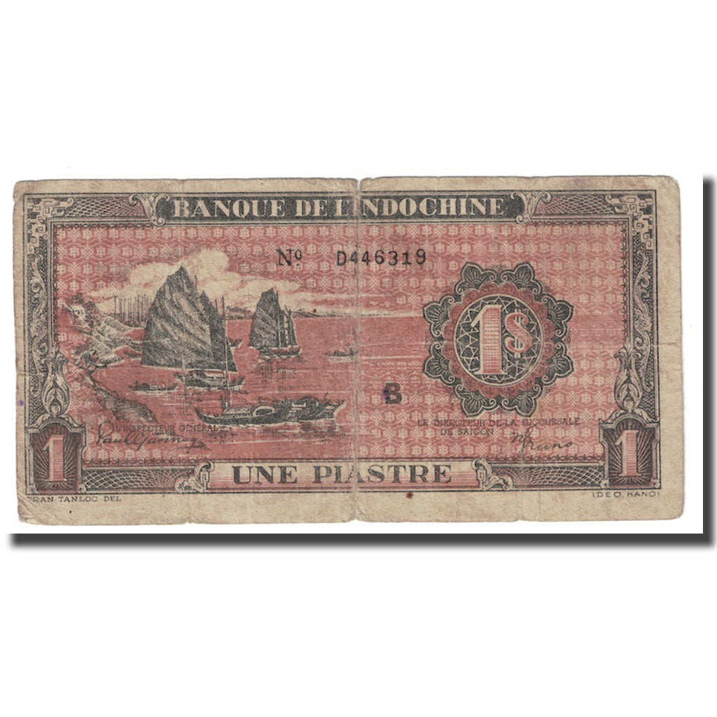 Banknote, FRENCH INDO-CHINA, 1 Piastre, Undated (1942-45), KM:58a, VG(8-10)