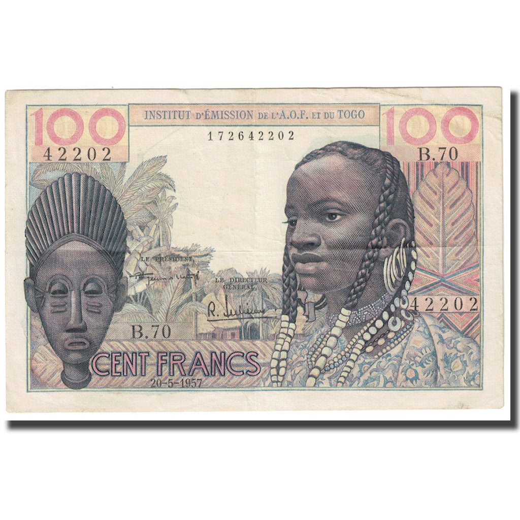 Banknote, French West Africa, 100 Francs, 1957, 1957-05-20, KM:46, EF(40-45)