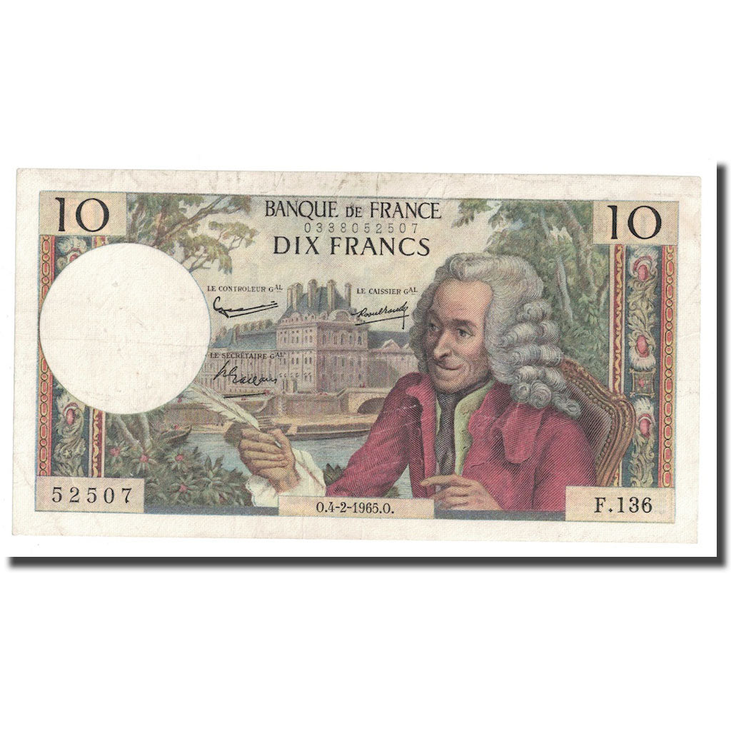 Francia, 10 Francs, Voltaire, 1965, 1965-02-04, MBC, Fayette:62.13, KM:147a