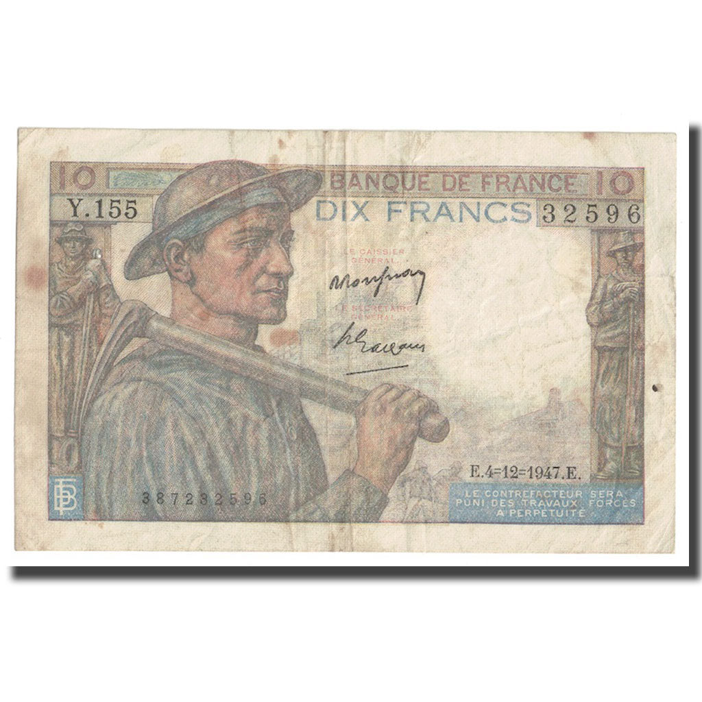 Francja, 10 Francs, Mineur, 1947, 1947-12-04, EF(40-45), Fayette:8.19, KM:99f