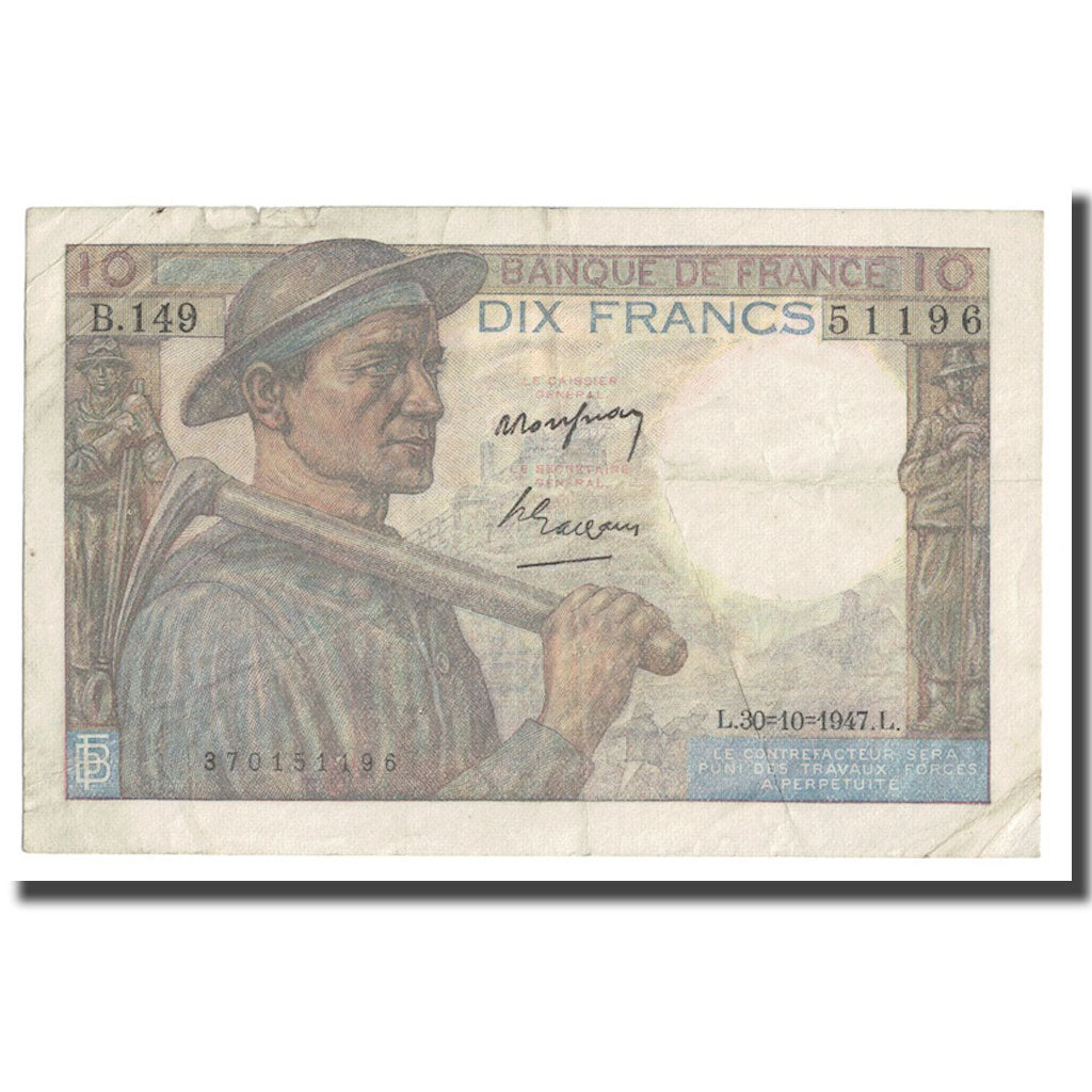 France, 10 Francs, Mineur, 1947, 1947-10-30, TTB, Fayette:8.18, KM:99f