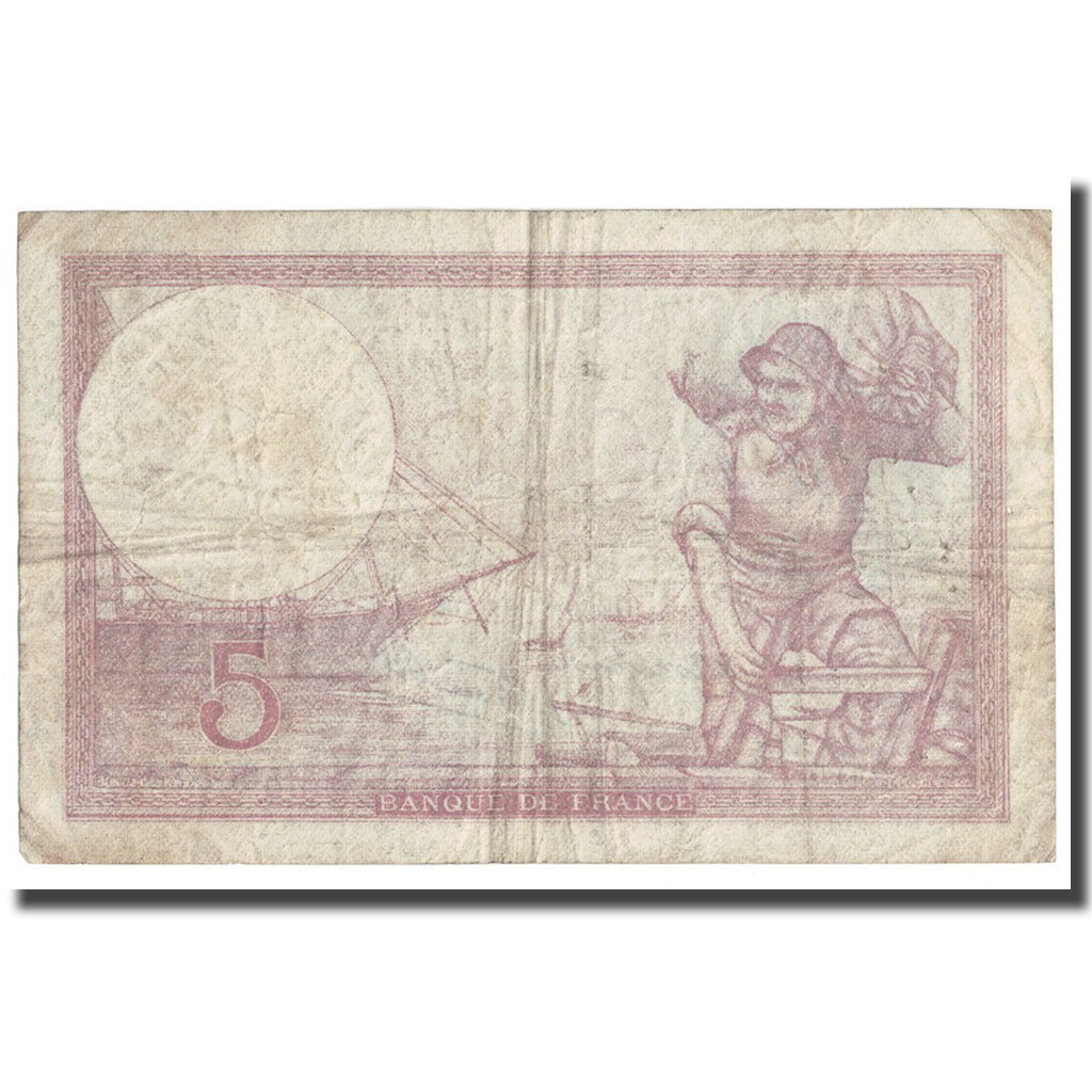 Francia, 5 Francs, Violet, 1939, 1939-08-10, BC+, Fayette:4.5, KM:83