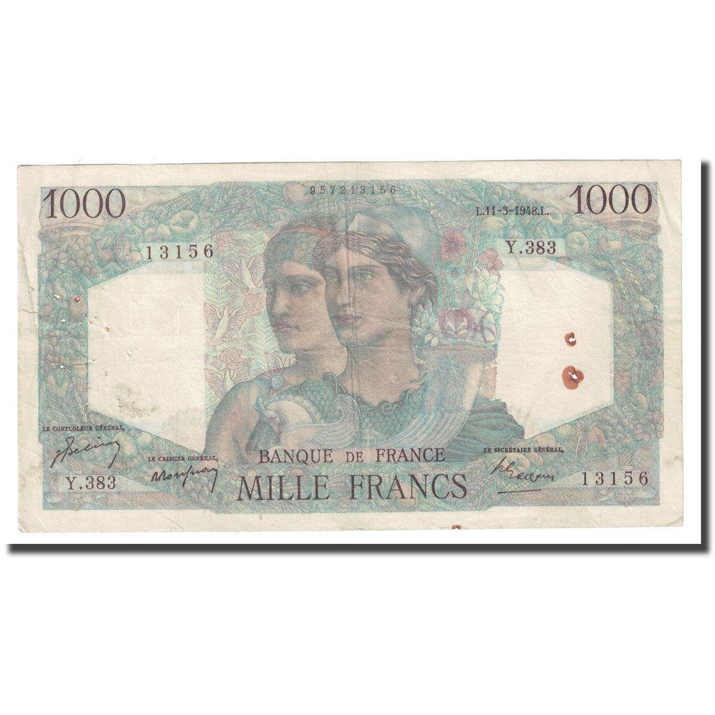France, 1000 Francs, Minerve et Hercule, 1948, 1948-03-11, VF(30-35)