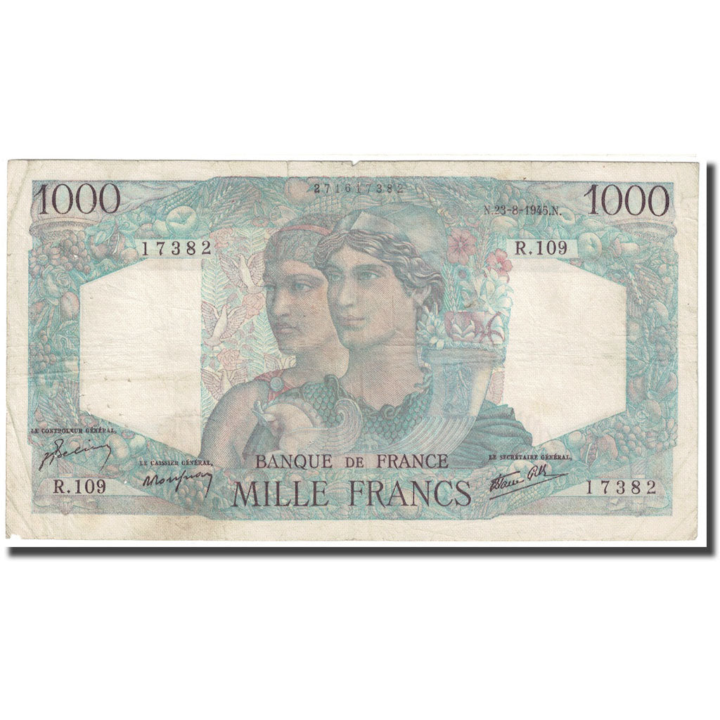 France, 1000 Francs, Minerve et Hercule, 1945, 1945-08-23, TTB, Fayette:41.7