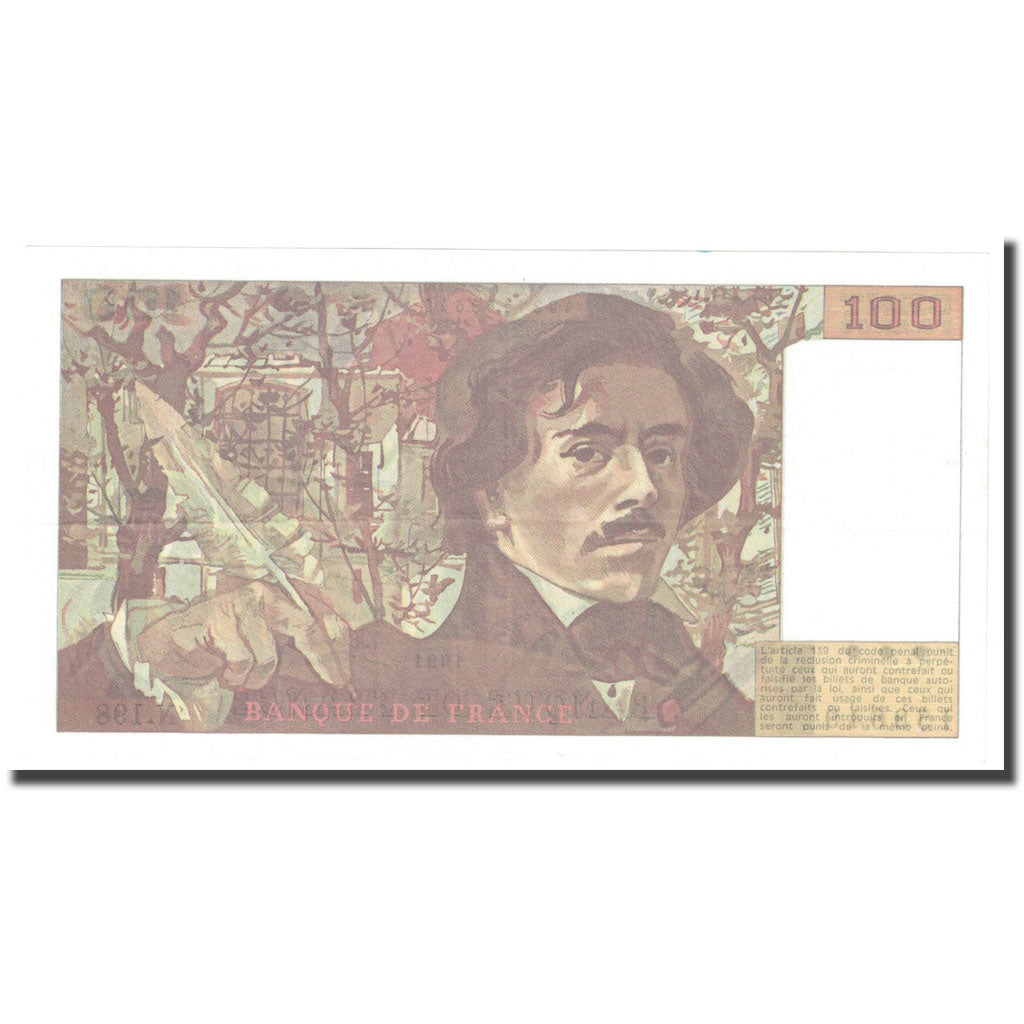 France, 100 Francs, Delacroix, 1991, SUP+, Fayette:69bis.4a, KM:154f