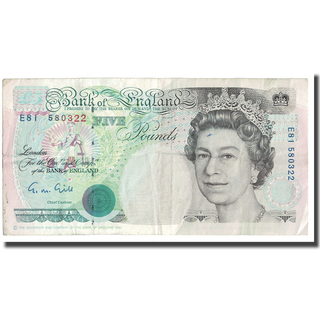 Banknote, Great Britain, 5 Pounds, 1990-1992, KM:382a, EF(40-45)