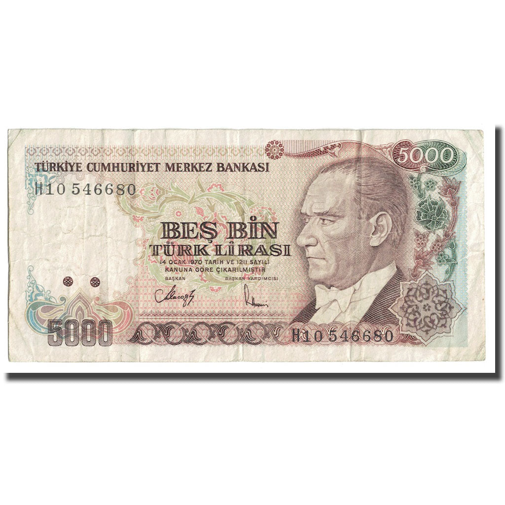 Banknote, Turkey, 5000 Lira, L.1970 (1990), KM:198, EF(40-45)