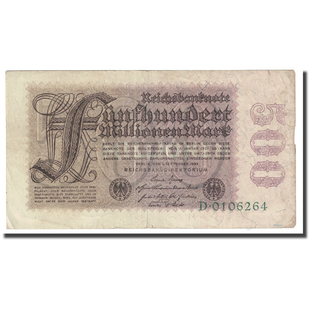 Geldschein, Deutschland, 500 Millionen Mark, 1923, 1923-09-01, KM:110a, SS