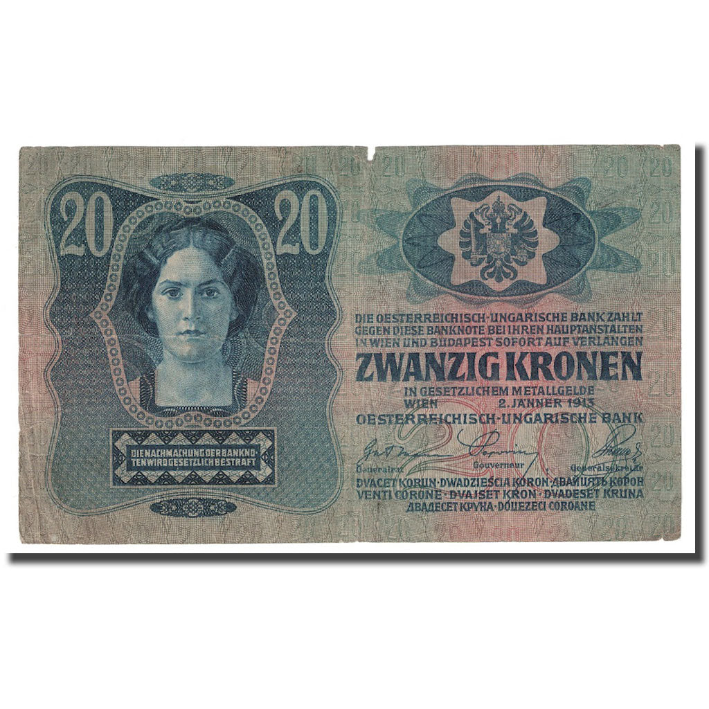 Banknote, Austria, 20 Kronen, 1913, 1913-01-02, KM:14, EF(40-45)