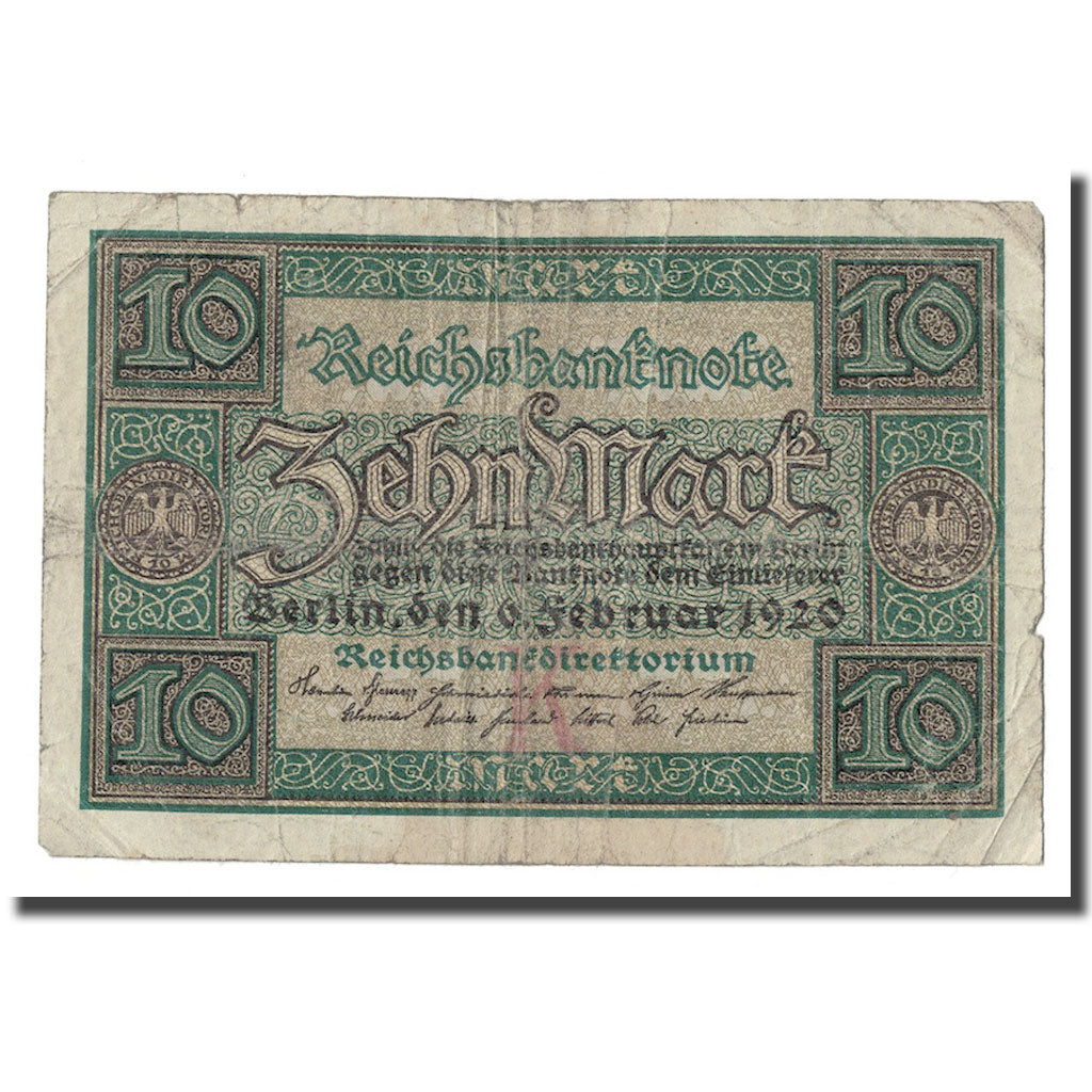 Banknote, Germany, 10 Mark, 1920, 1920-02-06, KM:67a, VF(30-35)