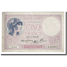 Frankreich, 5 Francs, Violet, 1939, 1939-10-05, S, Fayette:4.11, KM:83