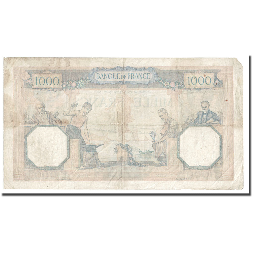 France, 1000 Francs, Cérès et Mercure, 1938, 1938-10-20, VF(20-25)