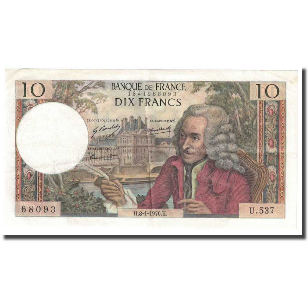 Frankreich, 10 Francs, Voltaire, 1970, 1970-01-08, SS+, Fayette:62.41, KM:147c
