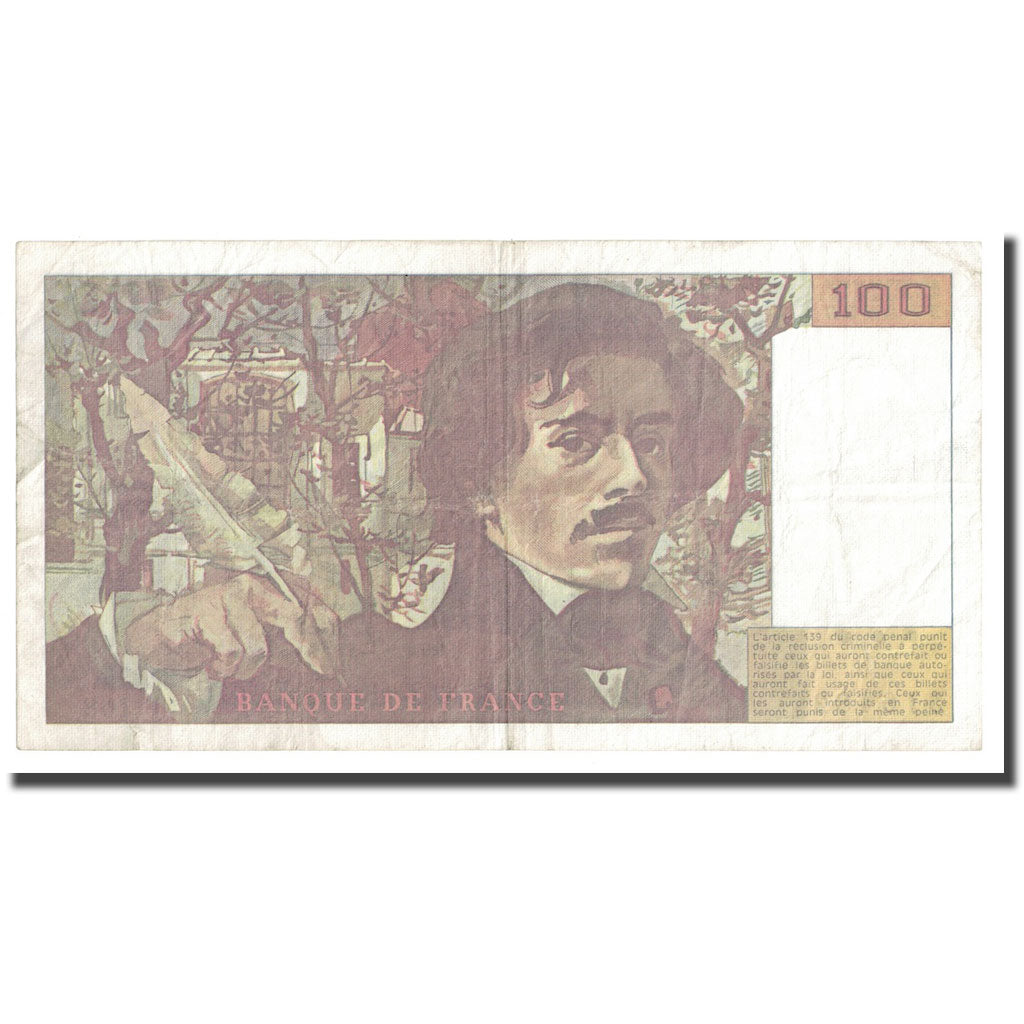 Frankreich, 100 Francs, Delacroix, 1990, SS, Fayette:69bis.2b, KM:154e