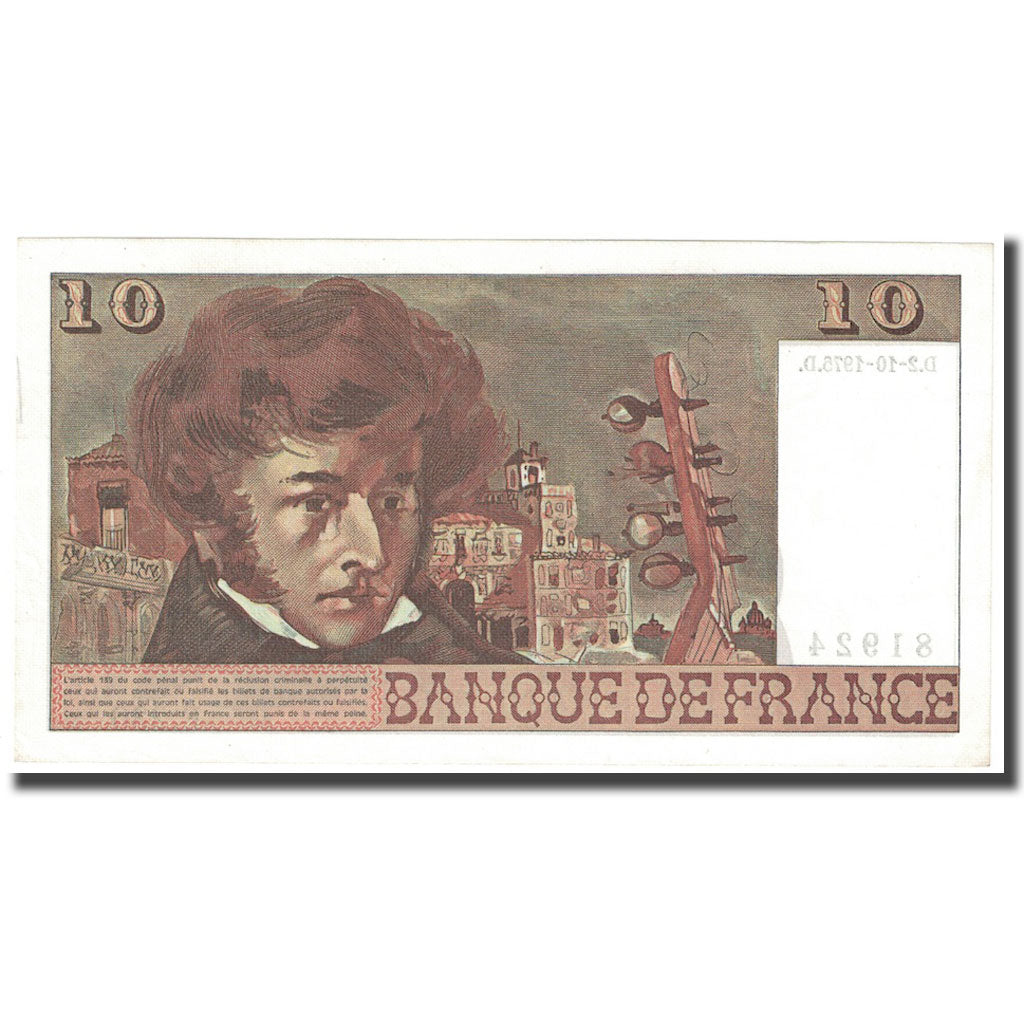 Frankreich, 10 Francs, Berlioz, 1975, 1975-10-02, UNZ-, Fayette:63.13, KM:150b