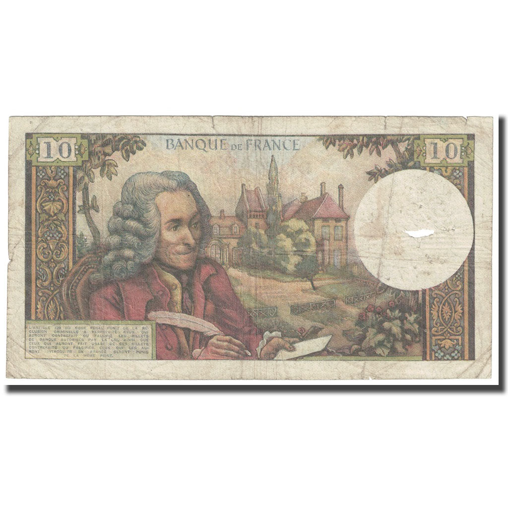 Francia, 10 Francs, Voltaire, 1967, 1967-03-02, MB, Fayette:62.25, KM:147b