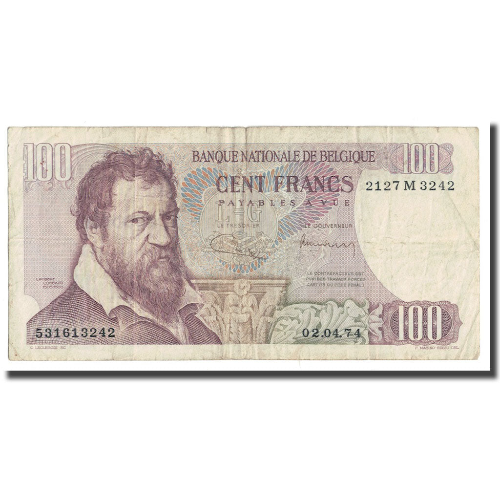Banknote, Belgium, 100 Francs, 1974, KM:134b, VF(20-25)