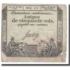 França, 50 Sols, 1793, Saussay, 1793-05-23, VF(20-25), KM:A70b