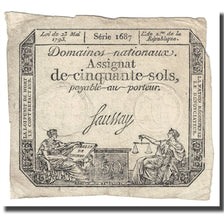 França, 50 Sols, 1793, Saussay, 1793-05-23, VF(20-25), KM:A70b