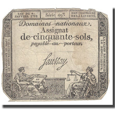 France, 50 Sols, 1792, Saussay, 1792-01-04, VG(8-10), KM:A56