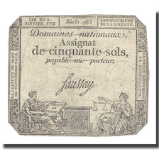 Frankrijk, 50 Sols, 1792, Saussay, 1792-01-04, B+, KM:A56