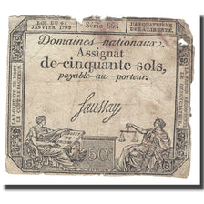 France, 50 Sols, 1792, Saussay, 1792-01-04, VG(8-10), KM:A56