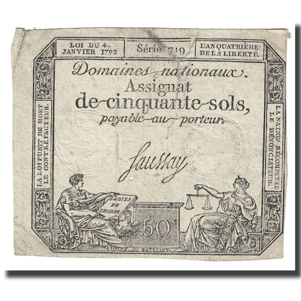 Francia, 50 Sols, 1792, Saussay, 1792-01-04, B, KM:A56