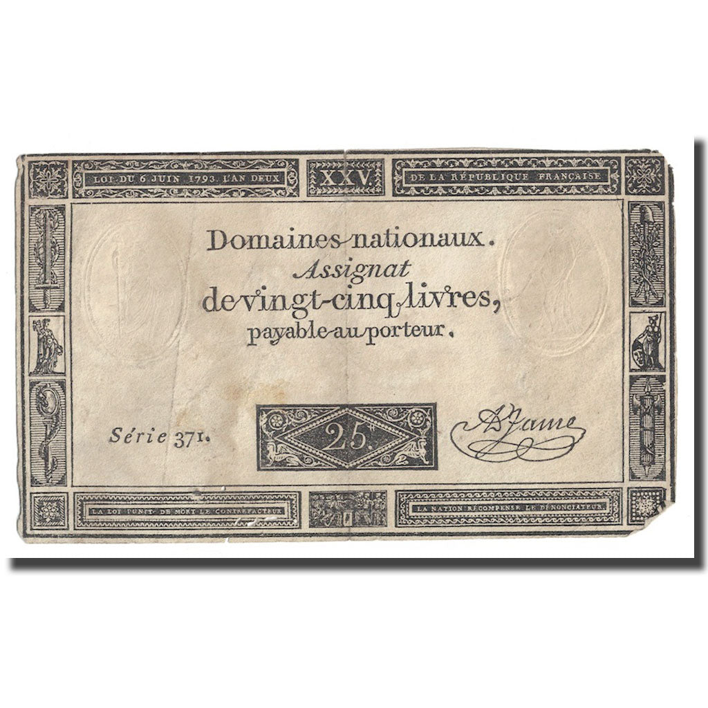 France, 25 Livres, 1793, A.Jame, 1793-06-06, TB+, KM:A71