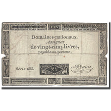 Francja, 25 Livres, 1793, A.Jame, 1793-06-06, VG(8-10), KM:A71