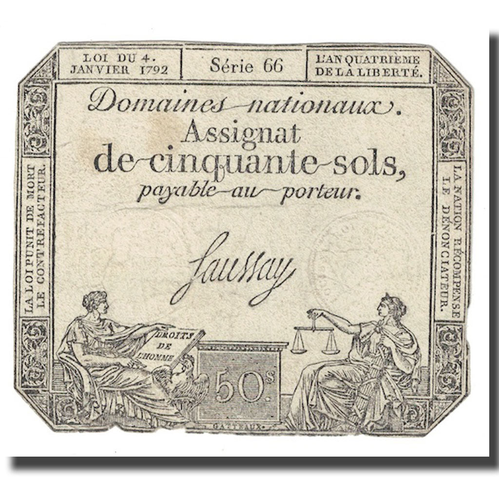 France, 50 Sols, 1792, Saussay, 1792-01-04, F(12-15), KM:A56