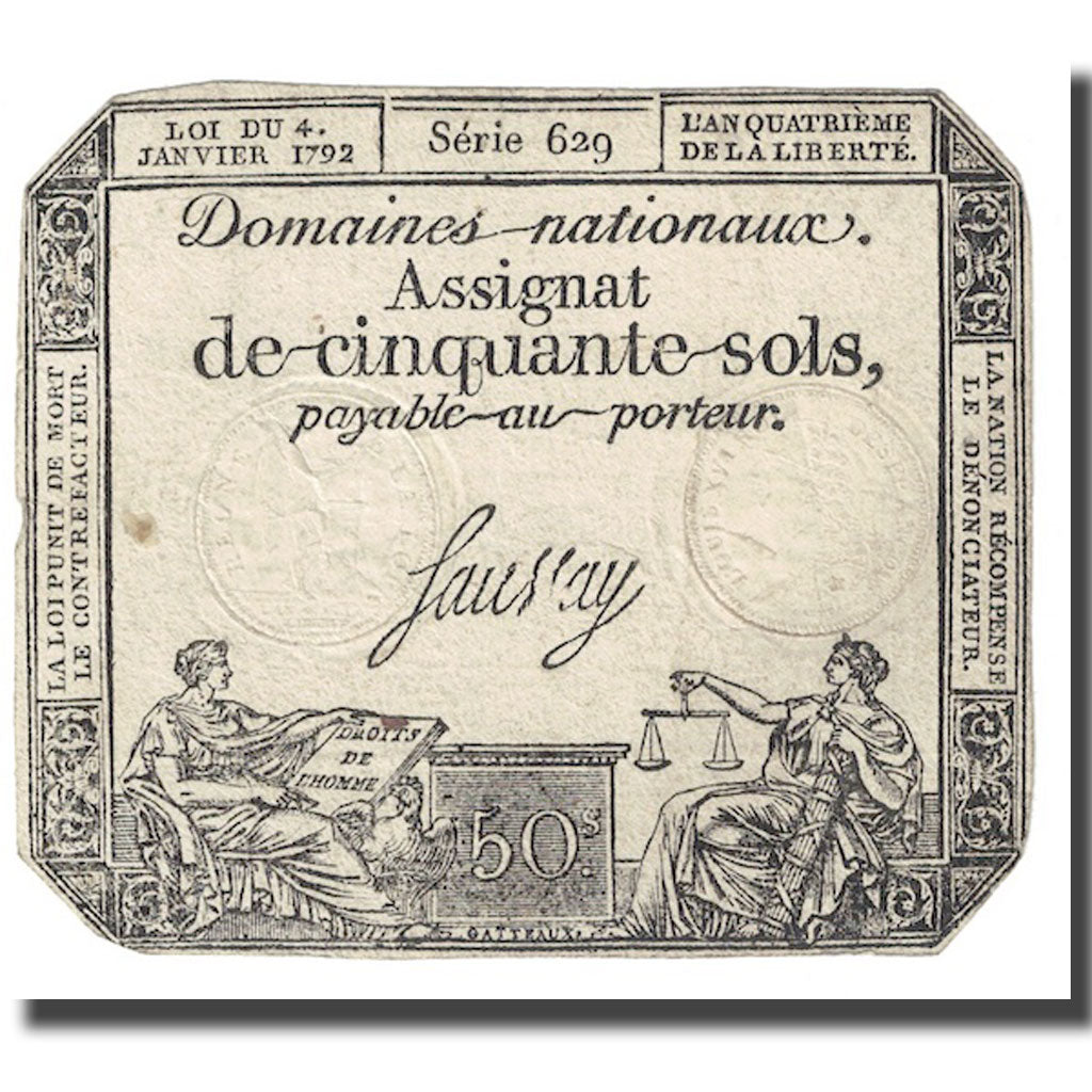 França, 50 Sols, 1792, Saussay, 1792-01-04, F(12-15), KM:A56