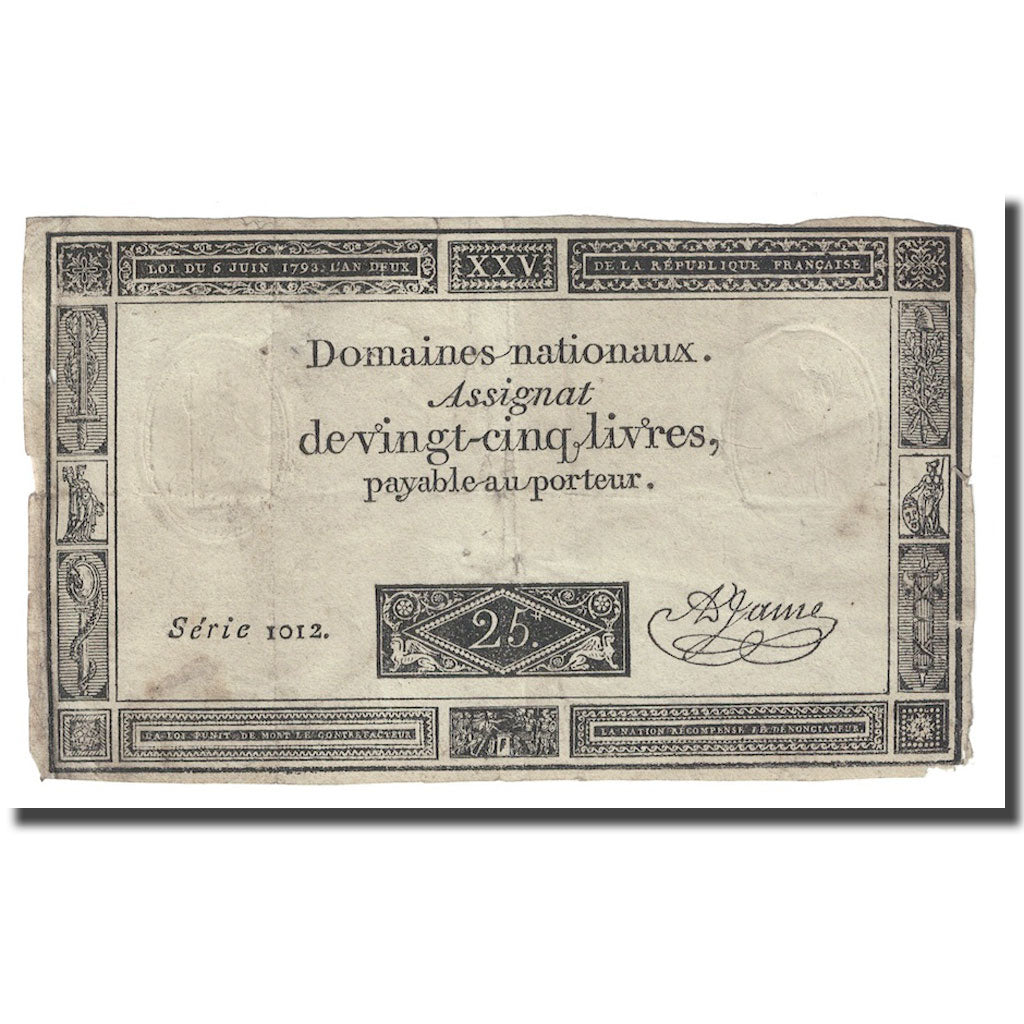 Francia, 25 Livres, 1793, A.Jame, 1793-06-06, B+, KM:A71