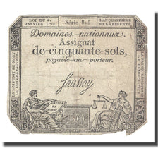France, 50 Sols, 1792, Saussay, 1792-01-04, B+, KM:A56