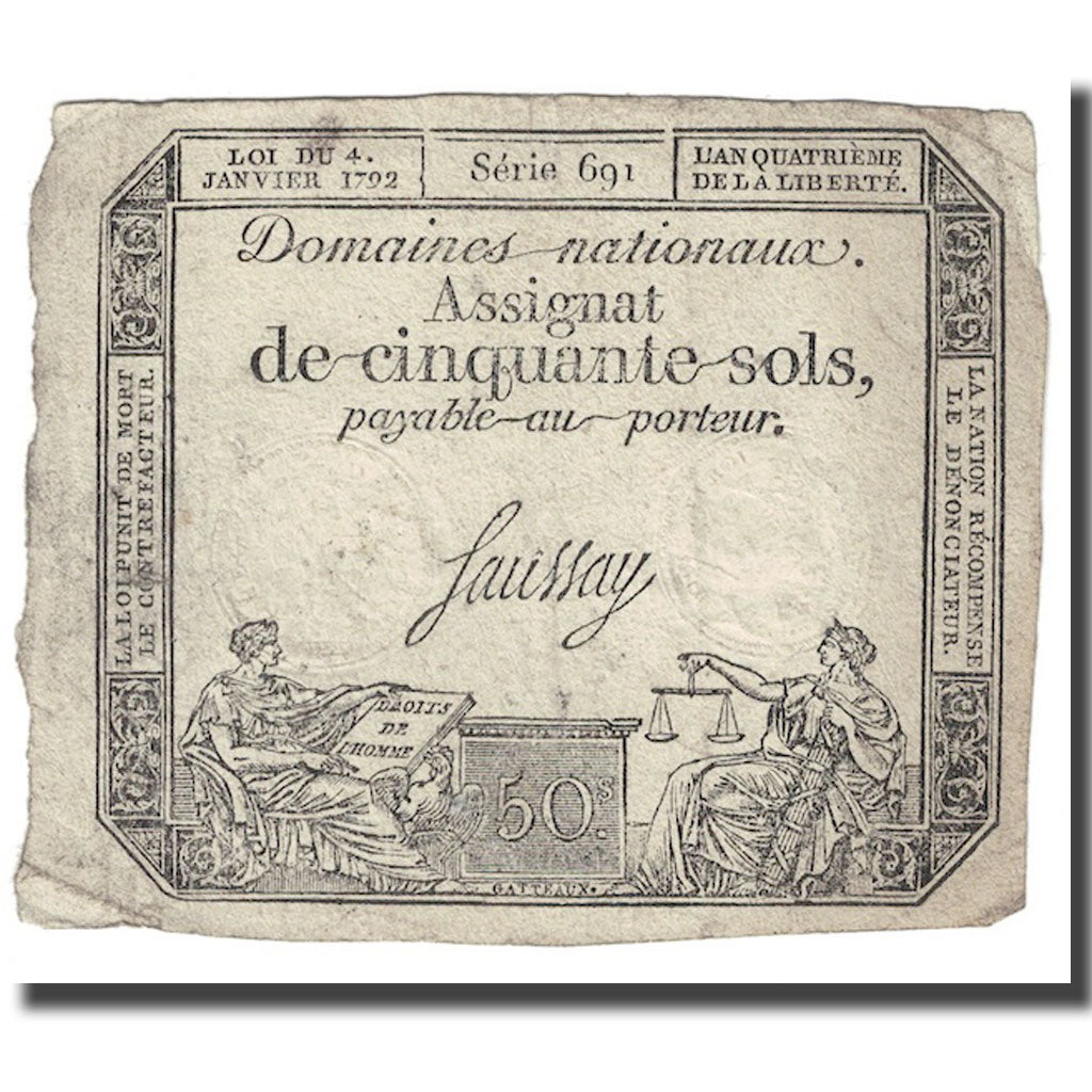 França, 50 Sols, 1792, Saussay, 1792-01-04, F(12-15), KM:A56