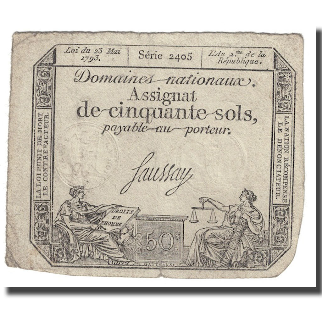 Frankrijk, 50 Sols, 1793, Saussay, 1793-05-23, TB, KM:A70b