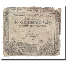 França, 50 Sols, 1793, Saussay, 1793-05-23, VG(8-10), KM:A70b